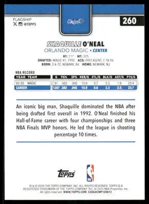 2025 Topps Shaquille O’Neal #260 Basketball - Basketball Card Single