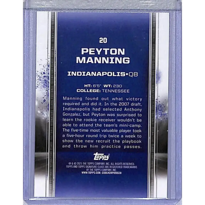 2025 Topps Signature Class #20 Peyton Manning NM-MT Indianapolis Colts - Football Card Single