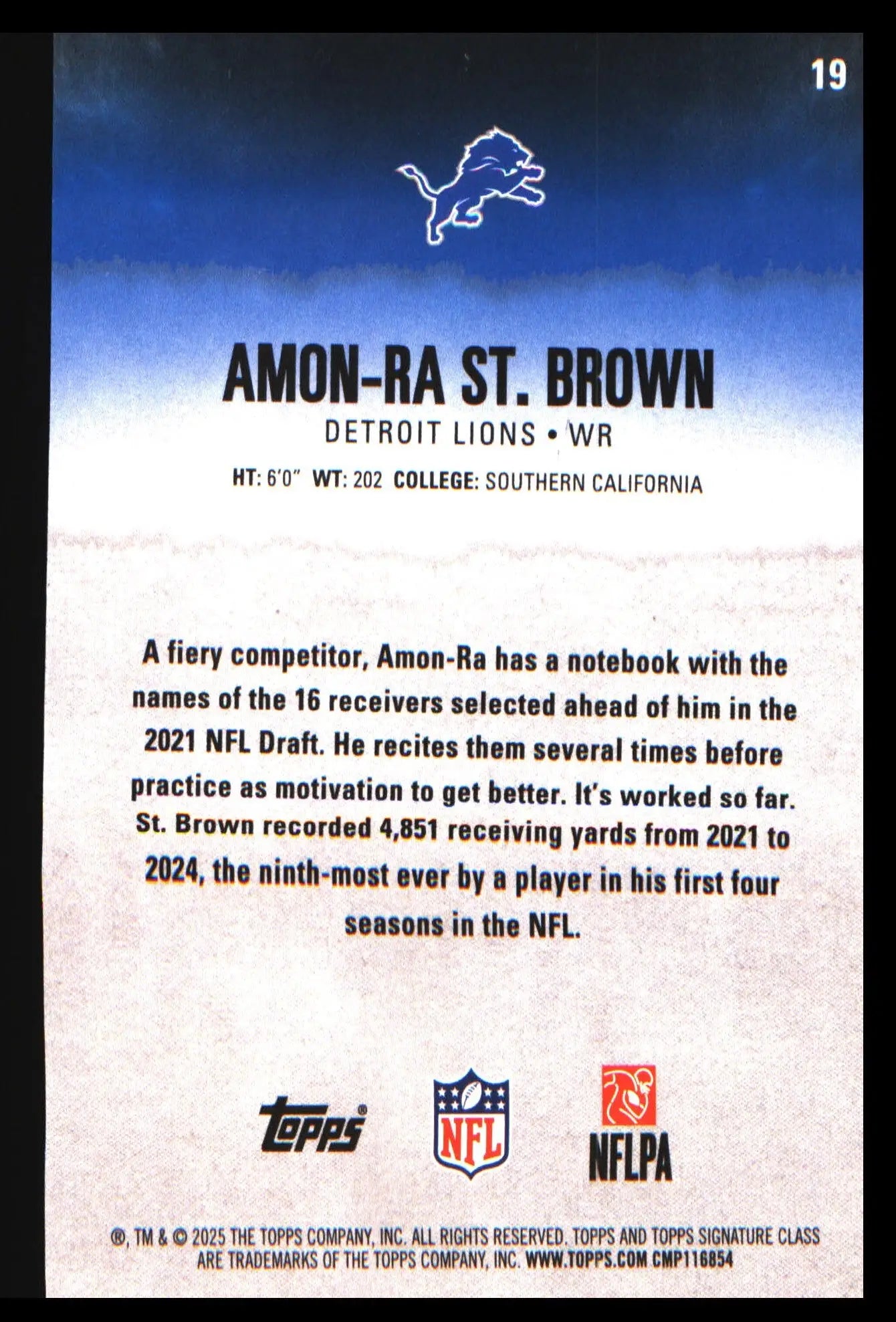 2025 Topps Signature Class Green & Purple #19 Amon-Ra St. Brown - Football Card Single
