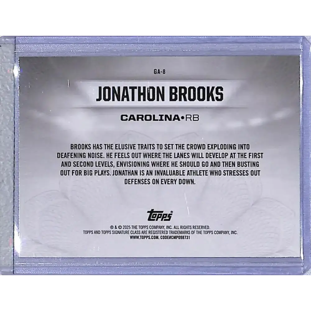 2025 Topps Signature Class Gridiron Ambassadors #GA-8 Jonathon Brooks NM-MT Carolina Panthers - Football Card Single