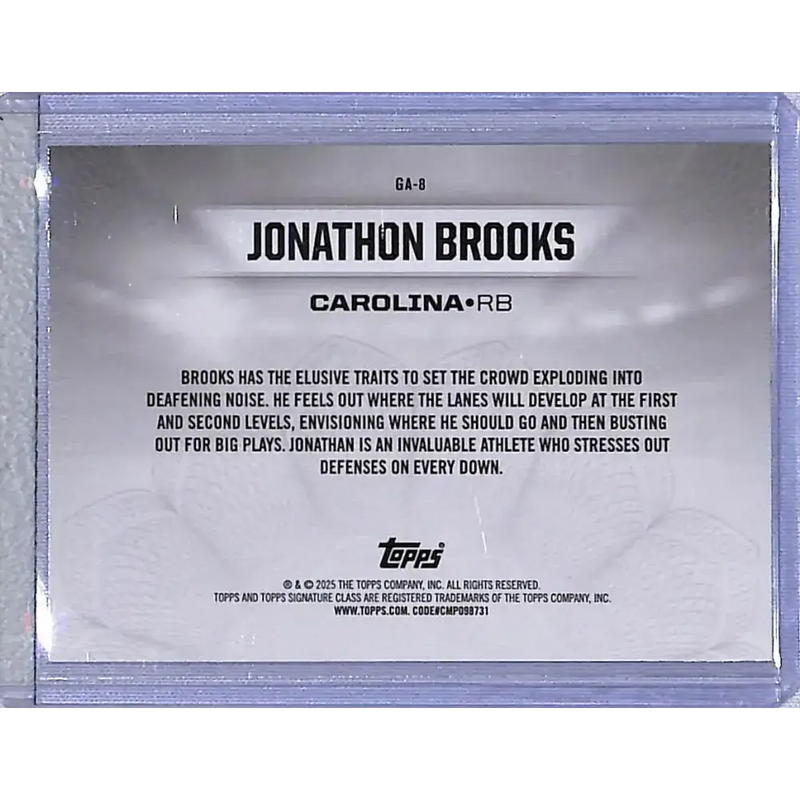 2025 Topps Signature Class Gridiron Ambassadors #GA-8 Jonathon Brooks NM-MT Carolina Panthers - Football Card Single