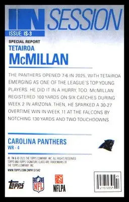 2025 Topps Signature Class In Session #IS-3 Tetairoa McMillan - Football Card Single