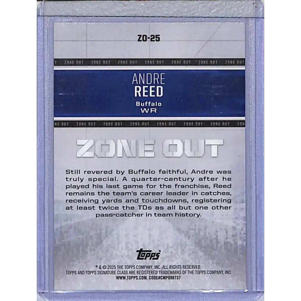 2025 Topps Signature Class Zone Out #ZO-25 Andre Reed NM-MT Buffalo Bills - Football Card Single