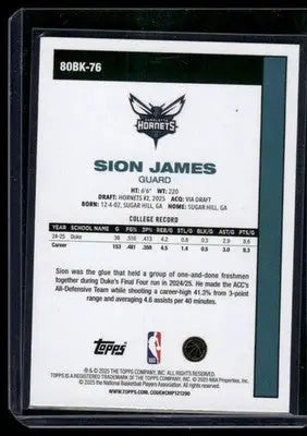 2025 Topps Sion James #80BK-76 RC Basketball - Basketball Card Single