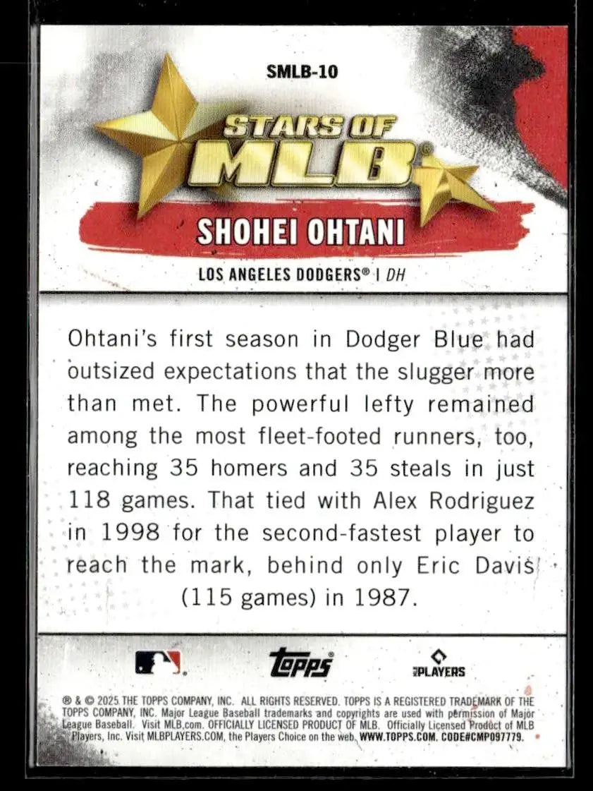 2025 Topps #SMLB-10 Shohei Ohtani Stars of MLB - Baseball Card Single