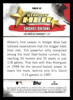 Shohei Ohtani baseball card from 2025 Topps Stars of MLB series featuring Ohtani stars