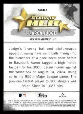 Baseball trading card of Aaron Judge from 2025 Topps Stars of MLB collection