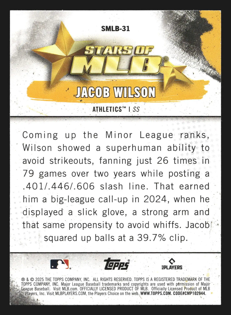 2025 Topps #SMLB-31 Jacob Wilson Athletics RC - Baseball Card Single