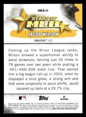 2025 Topps #SMLB-31 Jacob Wilson Stars of MLB - Baseball Card Single