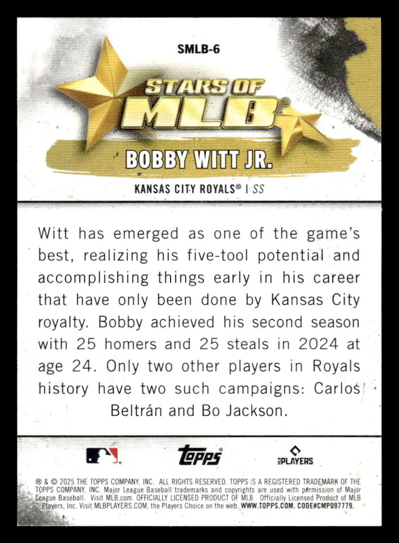 2025 Topps #SMLB-6 Bobby Witt Jr. Stars of MLB - Baseball Card Single