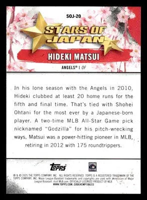 2025 Topps #SOJ-20 Hideki Matsui Stars of Japan - Baseball Card Single