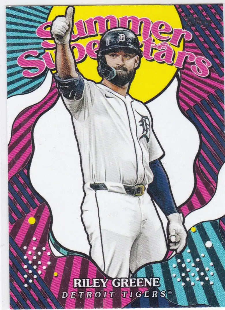 Baseball trading card featuring Riley Greene Summer Superstars Detroit Tigers 2025 Topps