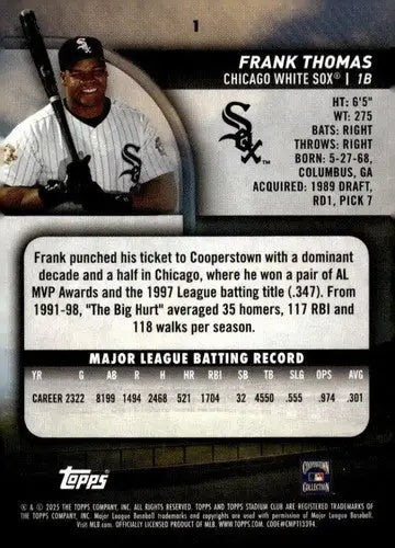 2025 Topps Stadium Club #1 Frank Thomas NM Near Mint White Sox ID:82641 - Baseball Card Single