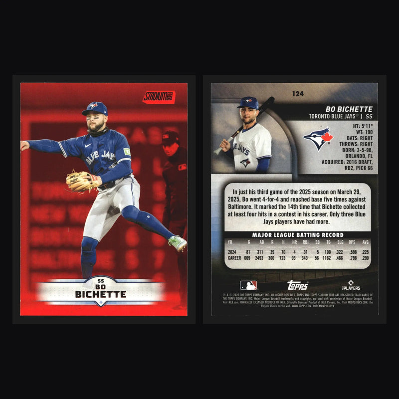 2025 Topps Stadium Club #124 Bo Bichette Red Foil Toronto Blue Jays - Baseball Card Single