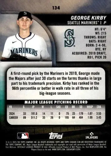 2025 Topps Stadium Club #134 George Kirby NM Near Mint Mariners ID:82672 - Baseball Card Single