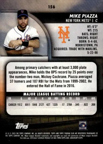 2025 Topps Stadium Club #156 Mike Piazza NM Near Mint Mets ID:82673 - Baseball Card Single