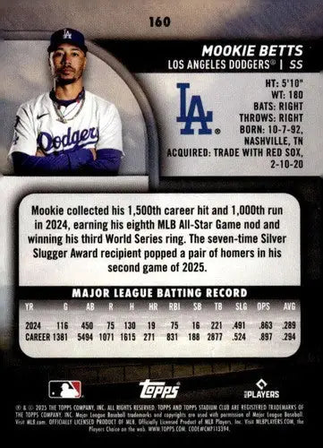 2025 Topps Stadium Club #160 Mookie Betts NM Near Mint Dodgers ID:82674 - Baseball Card Single