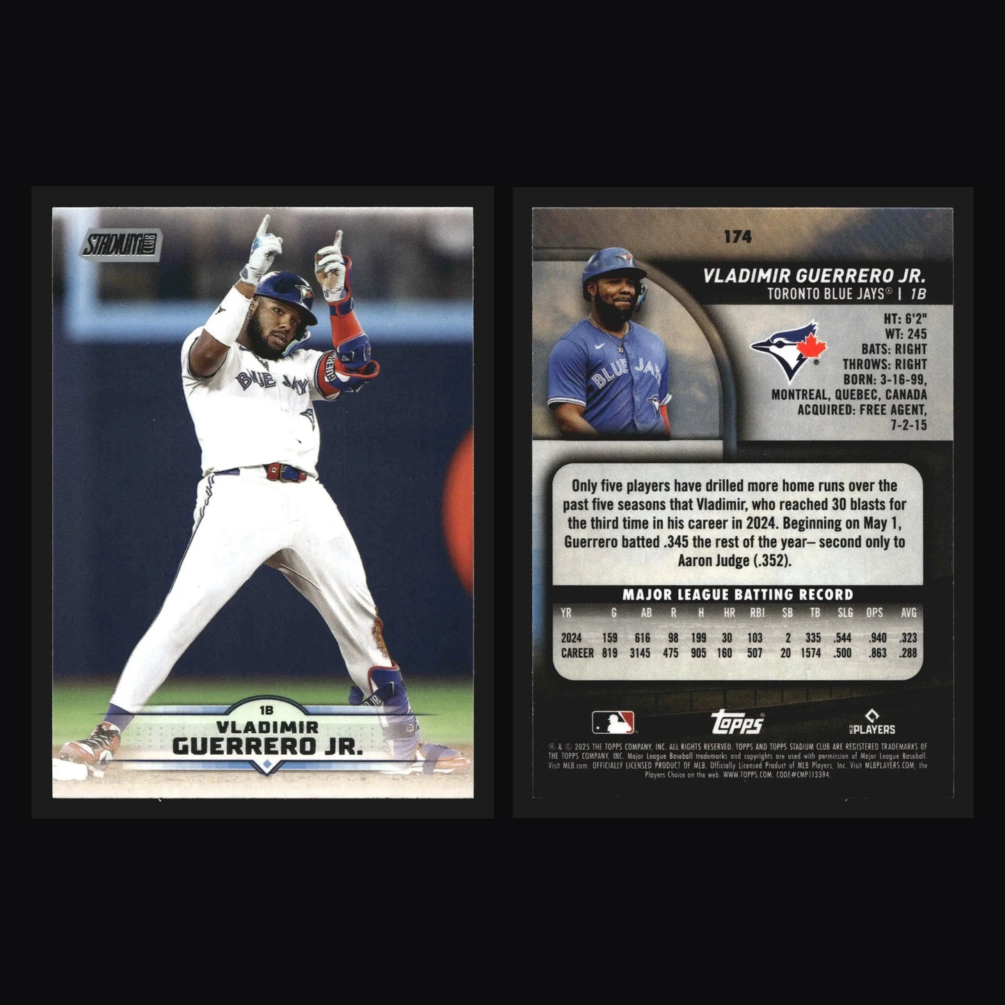 2025 Topps Stadium Club #174 Vladimir Guerrero Jr Blue Jays