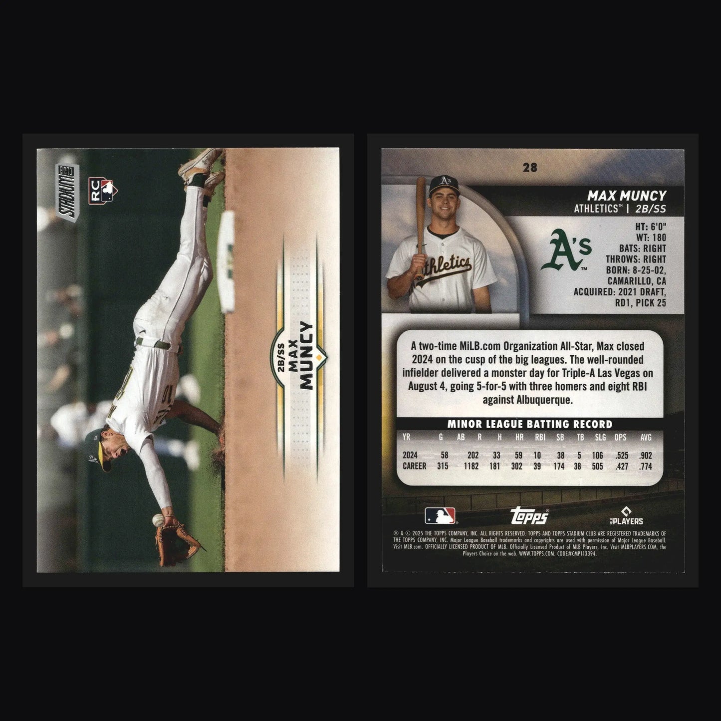 2025 Topps Stadium Club #28 Max Muncy Athletics RC - Baseball Card Single