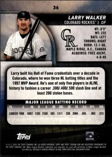 2025 Topps Stadium Club #36 Larry Walker NM Near Mint Rockies ID:82652 - Baseball Card Single