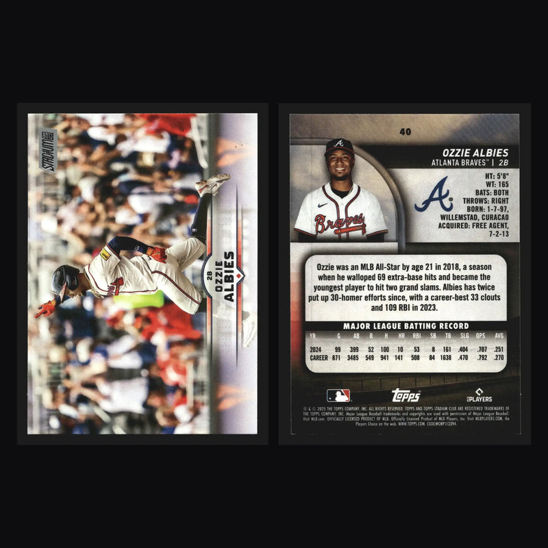 2025 Topps Stadium Club #40 Ozzie Albies Atlanta Braves