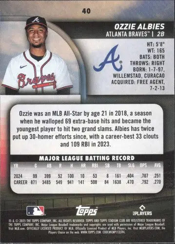 2025 Topps Stadium Club #40 Ozzie Albies NM Near Mint Braves ID:82654 - Baseball Card Single