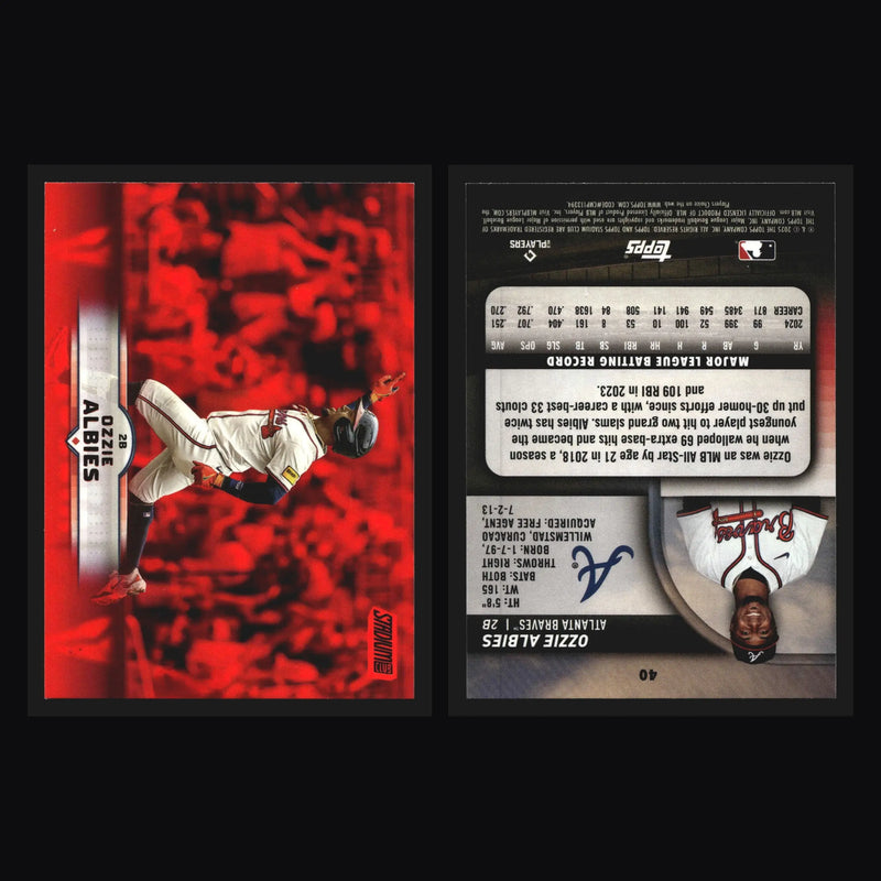 2025 Topps Stadium Club #40 Ozzie Albies Red Foil Parallel Atlanta Braves