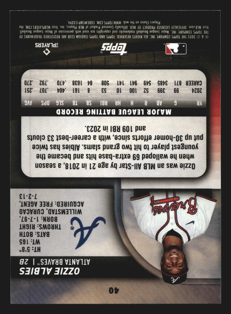 2025 Topps Stadium Club #40 Ozzie Albies Red Foil Parallel Atlanta Braves