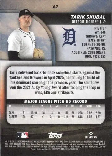 2025 Topps Stadium Club #67 Tarik Skubal NM Near Mint Tigers ID:82660 - Baseball Card Single