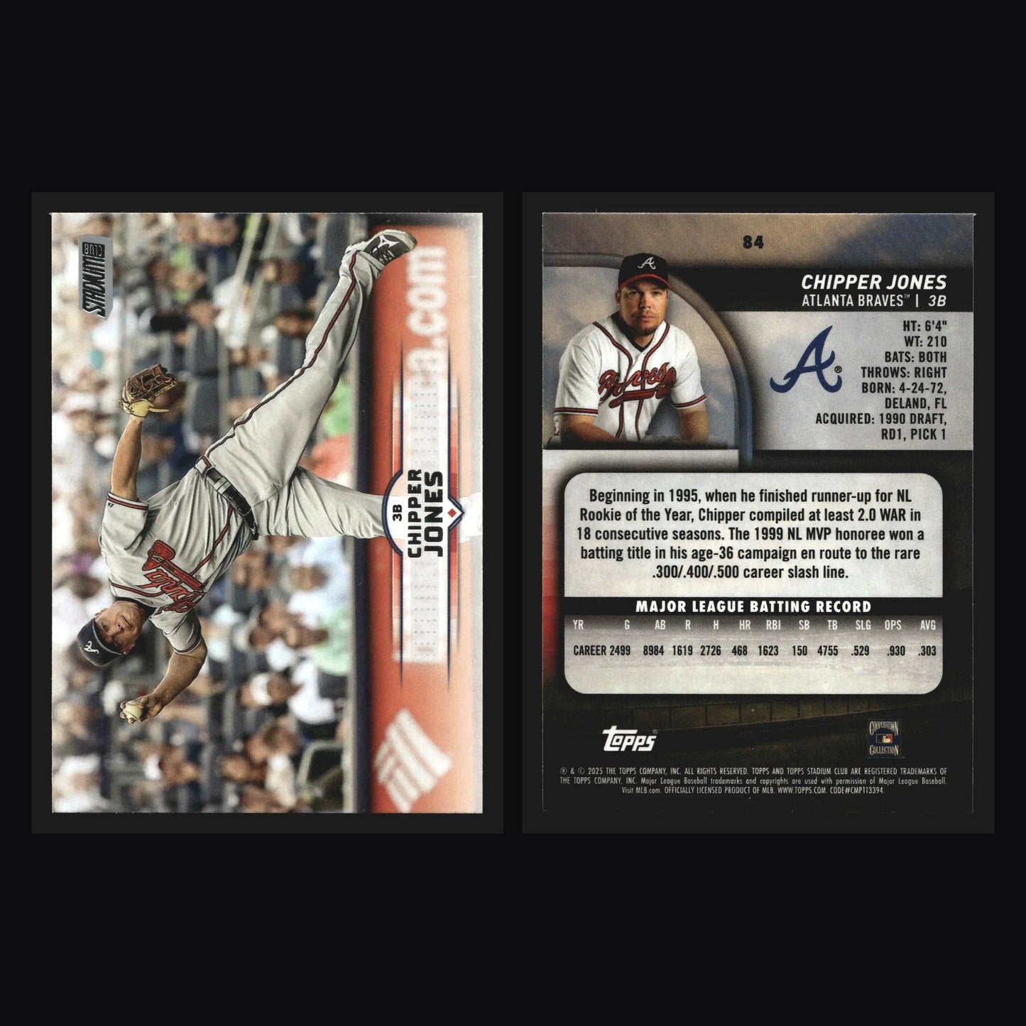 2025 Topps Stadium Club #84 Chipper Jones Braves HOF