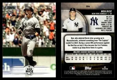 2025 Topps Stadium Club BEN RICE #196 RC [Base] New York Yankees RC