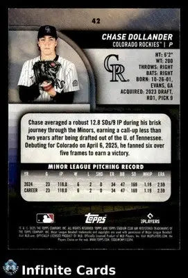 2025 Topps Stadium Club CHASE DOLLANDER #42 Bronze Foil RC [Base] Rockies RC