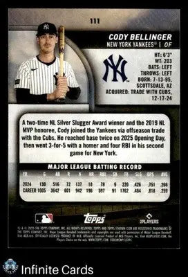 2025 Topps Stadium Club CODY BELLINGER #111 [Base] New York Yankees