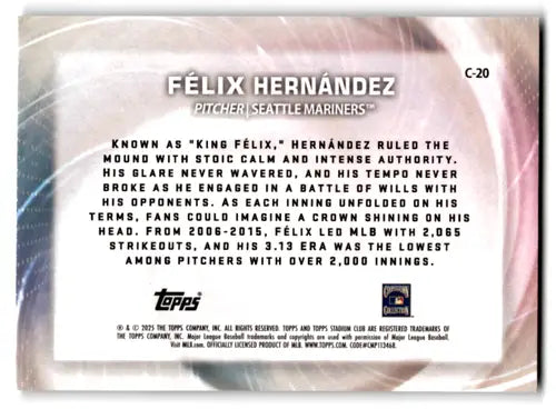 2025 Topps Stadium Club Concentration #C-20 Felix Hernandez NM-MT Marin ID:81928 - Baseball Card Single