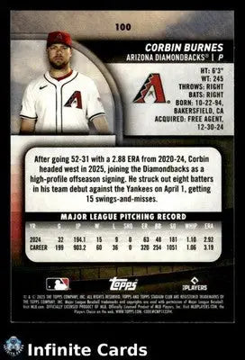 2025 Topps Stadium Club CORBIN BURNES #100 [Base] Arizona Diamondbacks