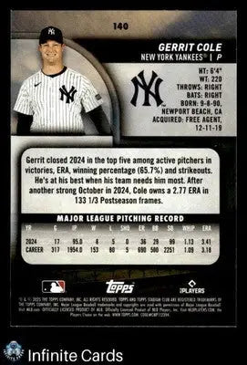 2025 Topps Stadium Club GERRIT COLE #140 [Base] New York Yankees