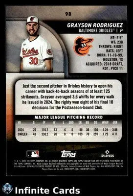 2025 Topps Stadium Club GRAYSON RODRIGUEZ #98 Red Foil Baltimore Orioles