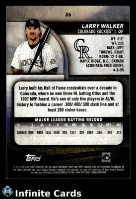 2025 Topps Stadium Club LARRY WALKER #36 HOF [Base] Colorado Rockies HOF