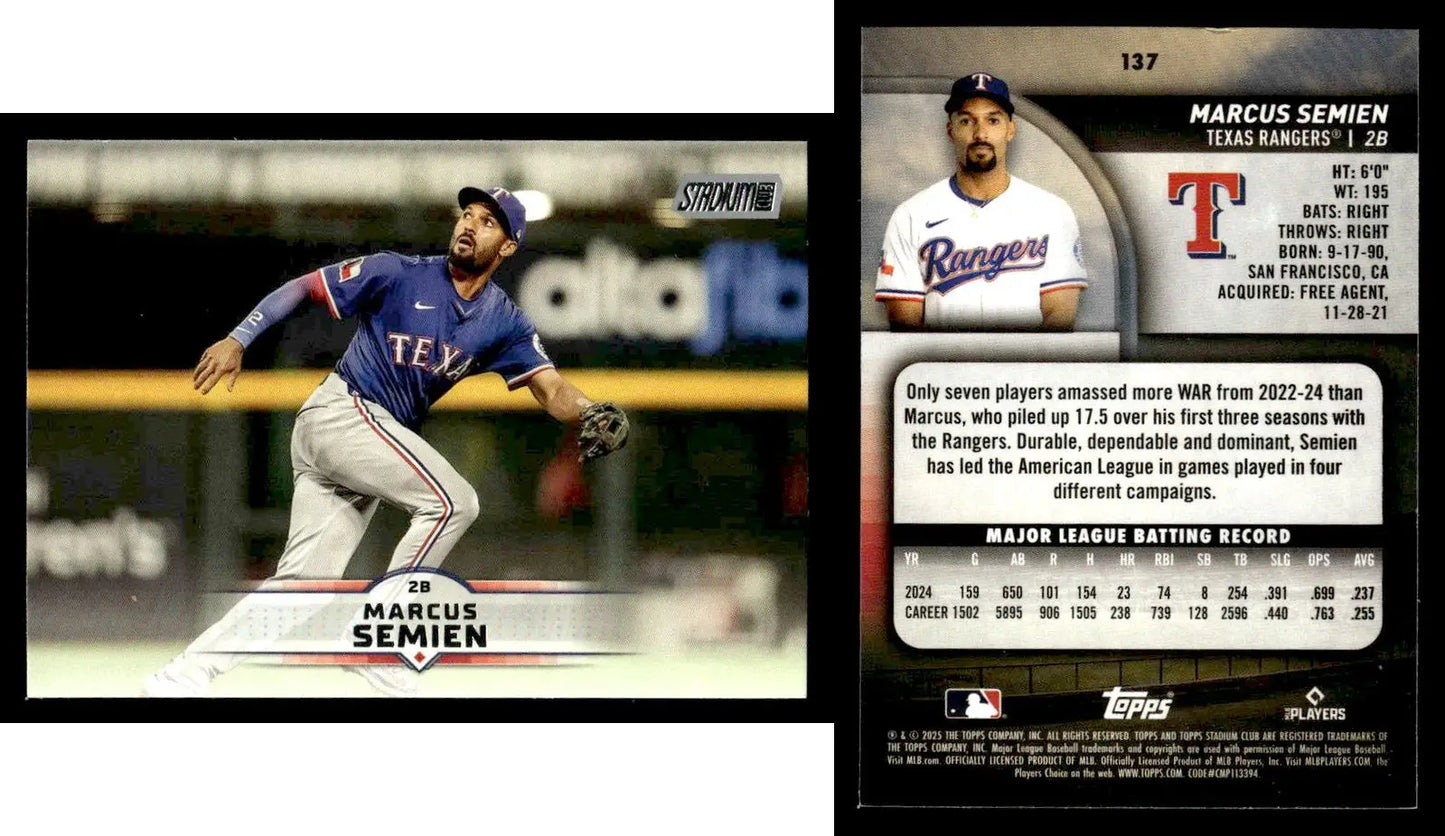 2025 Topps Stadium Club MARCUS SEMIEN #137 [Base] Texas Rangers - Baseball Card Single