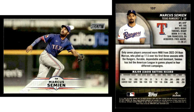 2025 Topps Stadium Club MARCUS SEMIEN #137 [Base] Texas Rangers - Baseball Card Single