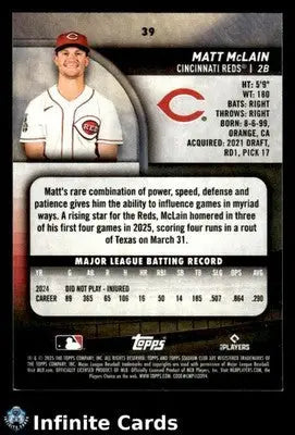 2025 Topps Stadium Club MATT MCLAIN #39 [Base] Cincinnati Reds