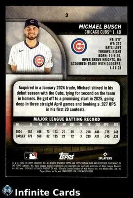 2025 Topps Stadium Club MICHAEL BUSCH #3 [Base] Chicago Cubs