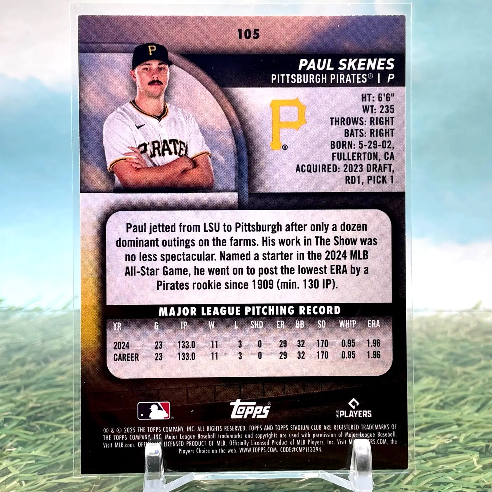 2025 Topps Stadium Club Paul Skenes Light Blue Parallel Pittsburgh Pirates CG28 - Baseball Card Single