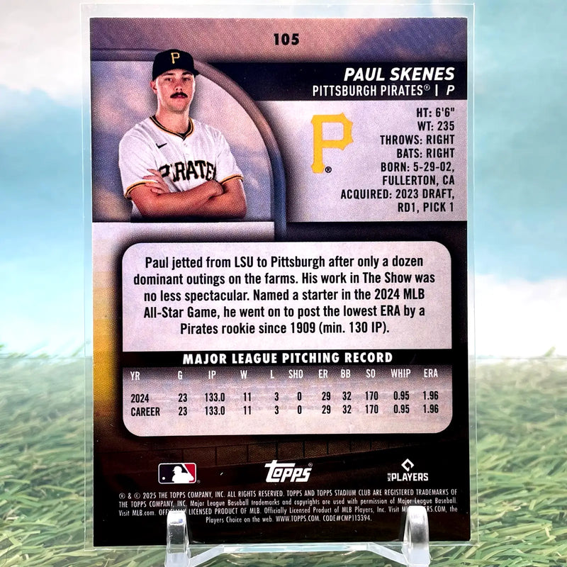 2025 Topps Stadium Club Paul Skenes Light Blue Parallel Pittsburgh Pirates CG28 - Baseball Card Single
