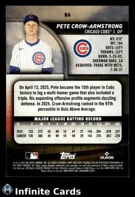2025 Topps Stadium Club PETE CROW-ARMSTRONG #86 [Base] Chicago Cubs