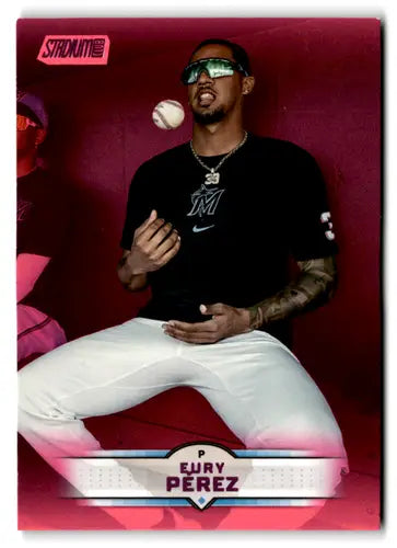 2025 Topps Stadium Club Pink Foil #131 Eury Perez EX/NM Marlins ID:82638 - Baseball Card Single