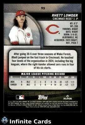 2025 Topps Stadium Club RHETT LOWDER #95 Red Foil Cincinnati Reds RC