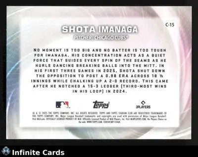 2025 Topps Stadium Club SHOTA IMANAGA #C-15 Concentration Chicago Cubs