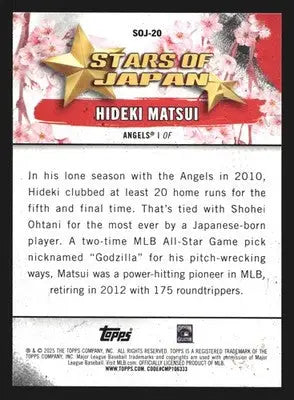 2025 Topps Stars of Japan #SOJ-20 Hideki Matsui Angels