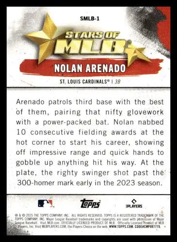 2025 Topps Stars of MLB #SMLB-1 Nolan Arenado NM-MT Cardinals ID:76877 - Baseball Card Single